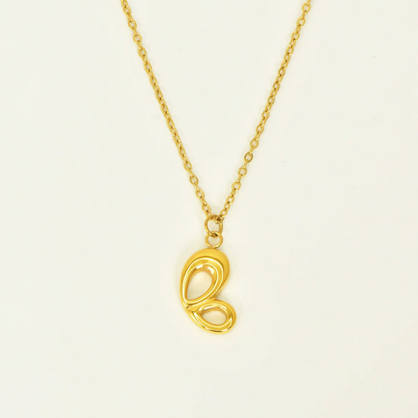 Wholesale Couple Pendant Titanium Steel Electroplated Gold With Heart Butterfly And Letter Number Text Patterns For Women