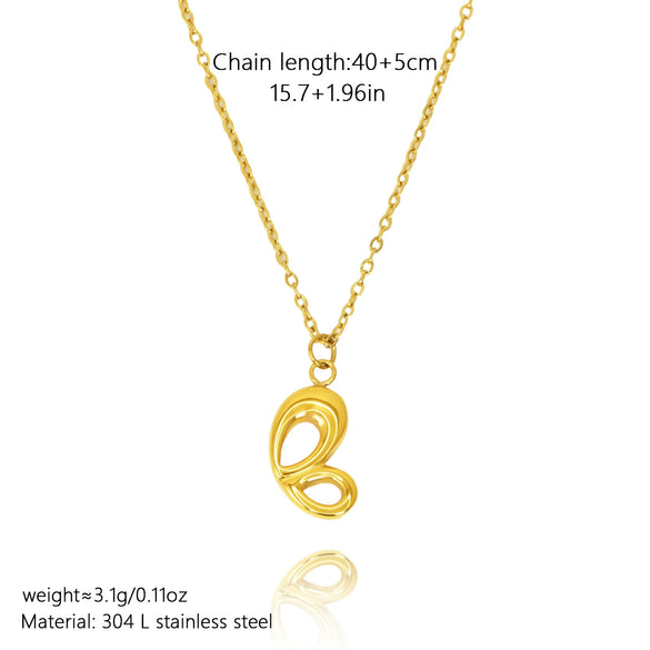 Wholesale Couple Pendant Titanium Steel Electroplated Gold With Heart Butterfly And Letter Number Text Patterns For Women