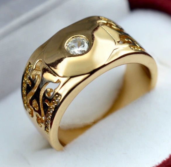 Wholesale Couple Ring Alloy Gold Plated Inlaid Zircon Jewelry