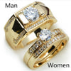 Wholesale Couple Ring Alloy Gold Plated Inlaid Zircon Jewelry