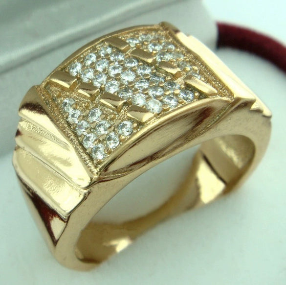 Wholesale Couple Ring Alloy Gold Plated Inlaid Zircon Jewelry