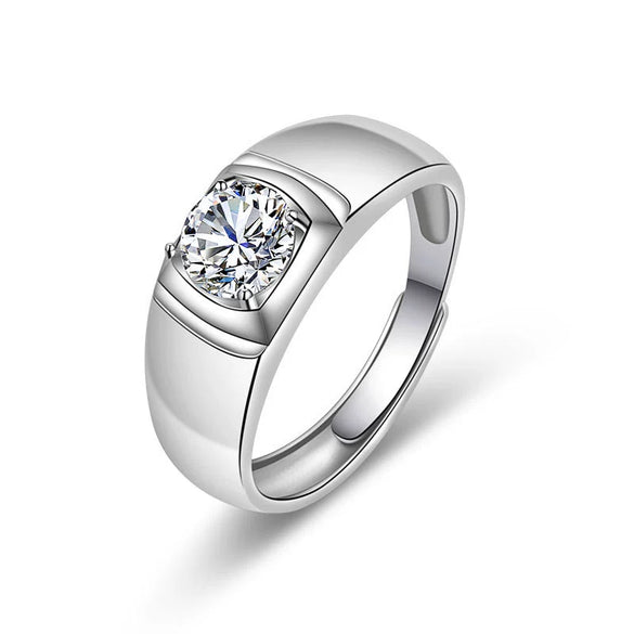 Wholesale Couple Ring Imitation Moissanite Copper Geometric Electroplating