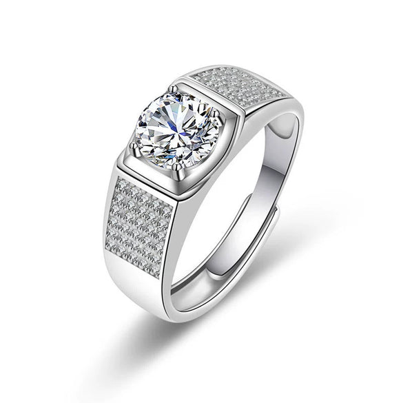Wholesale Couple Ring Imitation Moissanite Copper Geometric Electroplating