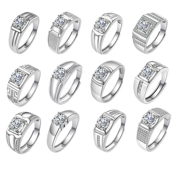 Wholesale Couple Ring Imitation Moissanite Copper Geometric Electroplating
