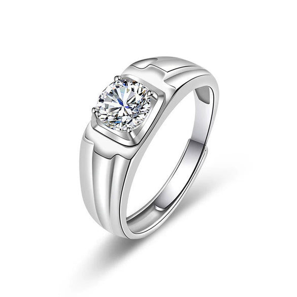 Wholesale Couple Ring Imitation Moissanite Copper Geometric Electroplating