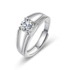 Wholesale Couple Ring Imitation Moissanite Copper Geometric Electroplating
