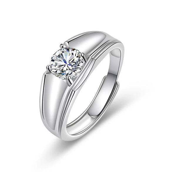 Wholesale Couple Ring Imitation Moissanite Copper Geometric Electroplating