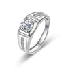 Wholesale Couple Ring Imitation Moissanite Copper Geometric Electroplating
