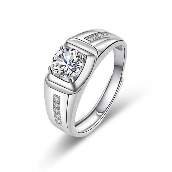 Wholesale Couple Ring Imitation Moissanite Copper Geometric Electroplating