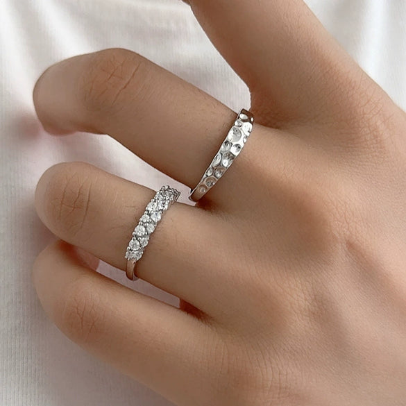 Wholesale Couple Ring S925 Silver Diamond Geometric Style