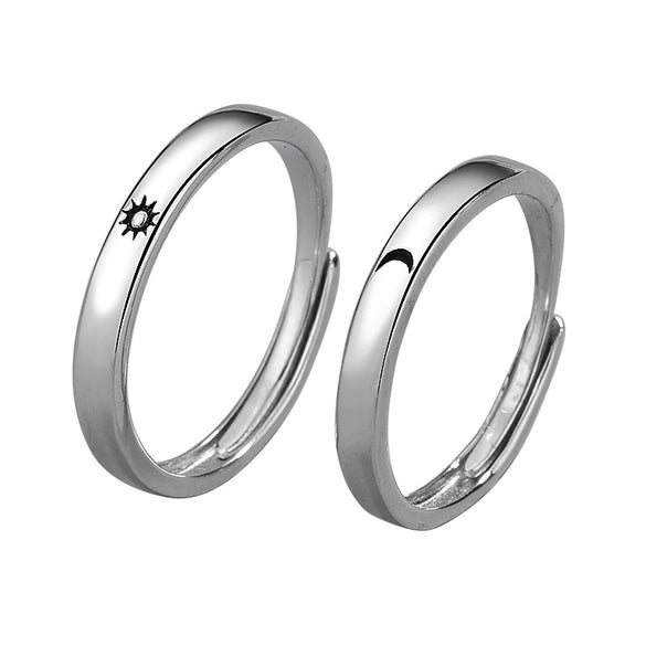 Wholesale Couple Ring S925 Sterling Silver Electroplated Sun Moon And Stars Design