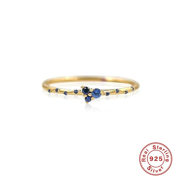 Wholesale Couple Ring S925 Sterling Silver Geometric Double Diamond Real Gold Plated