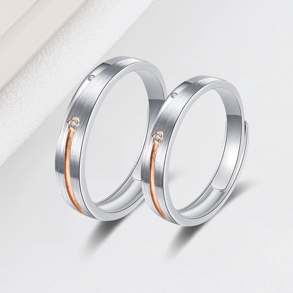 Wholesale Couple Ring S925 Sterling Silver Geometric Electroplated