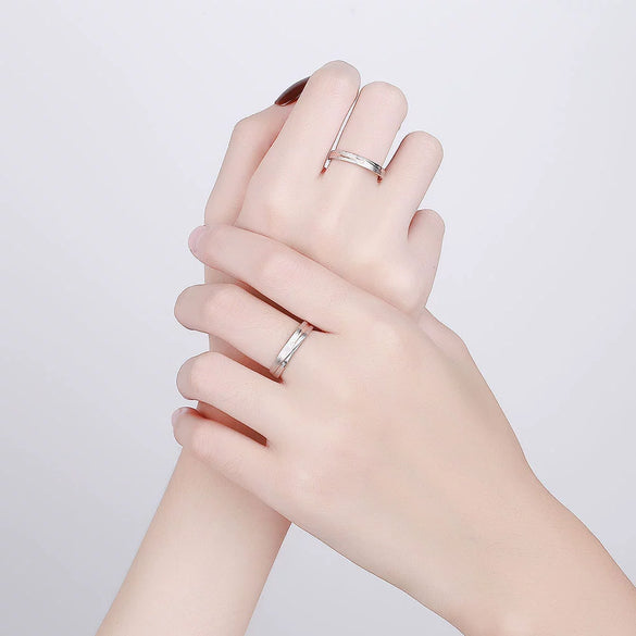 Wholesale Couple Ring S925 Sterling Silver Geometric Electroplated