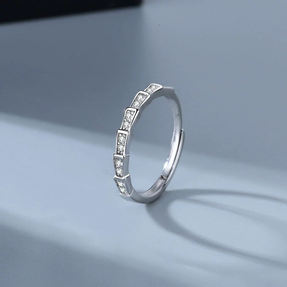 Wholesale Couple Ring S925 Sterling Silver Geometric Open Mouth Design Electroplated