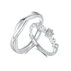 Wholesale Couple Ring S925 Sterling Silver Geometric Style With Zircon