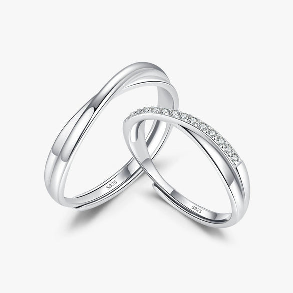 Wholesale Couple Ring S925 Sterling Silver Simple Geometric Wave Design Seiko Crafted