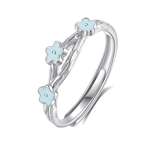 Wholesale Couple Ring 925 Silver Fluorescent Flower Spray Branches Electroplated