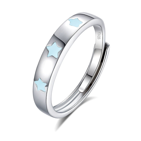 Wholesale Couple Ring 925 Silver Fluorescent Star Electroplated Luxury Highend Jewelry