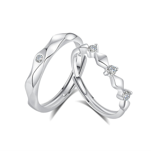 Wholesale Couple Ring 925 Silver Geometric Diamond Styling