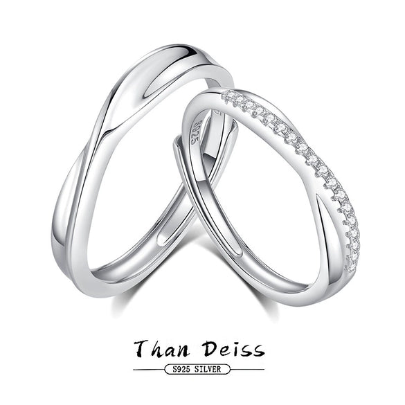 Wholesale Couple Ring 925 Silver Geometric Diamond Zircon Light Luxury Highgrade