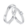Wholesale Couple Ring 925 Silver Geometric Style Diamond Design