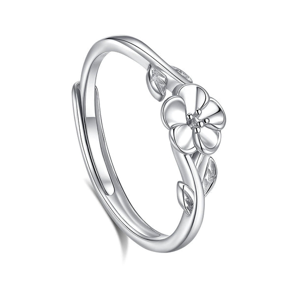 Wholesale Couple Ring 925 Sterling Silver Flower Open Ring With Branches Electroplated