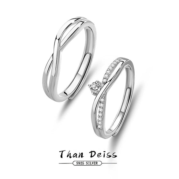 Wholesale Couple Ring 925 Sterling Silver Geometric Mobius Adjustable Open Plain Ring