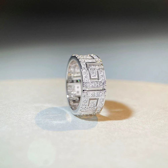 Wholesale Couple Ring 925 Sterling Silver Geometric Style Electroplated Allmatch Stacked Ring With Zircon
