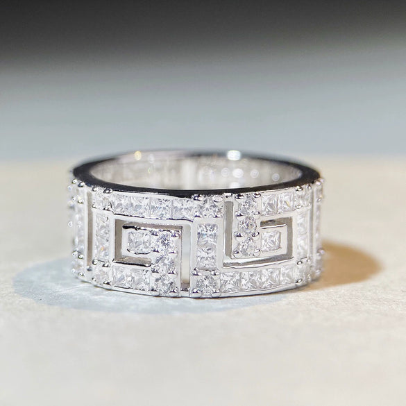 Wholesale Couple Ring 925 Sterling Silver Geometric Style Electroplated Allmatch Stacked Ring With Zircon