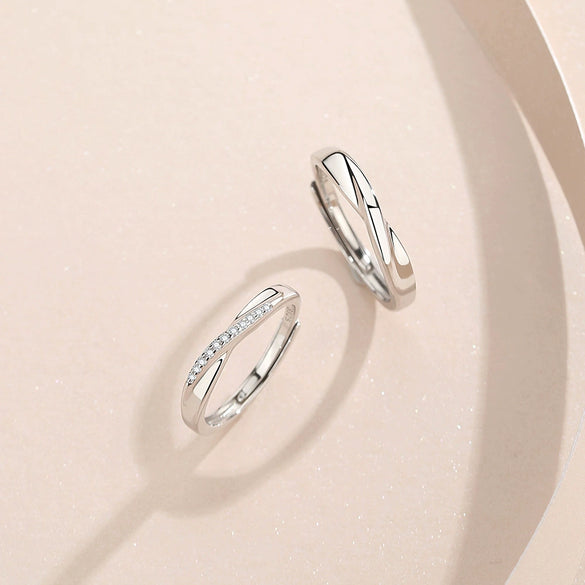 Wholesale Couple Ring 925 Sterling Silver Geometric Style Opening Ring