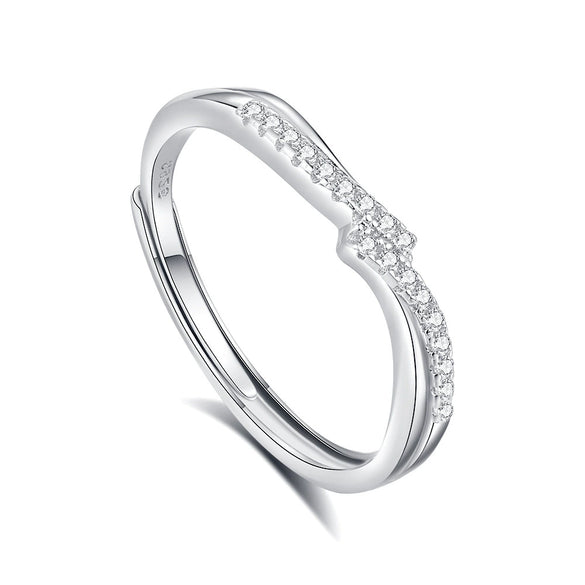 Wholesale Couple Ring 925 Sterling Silver Heart Shaped Allmatch Style Open Ring