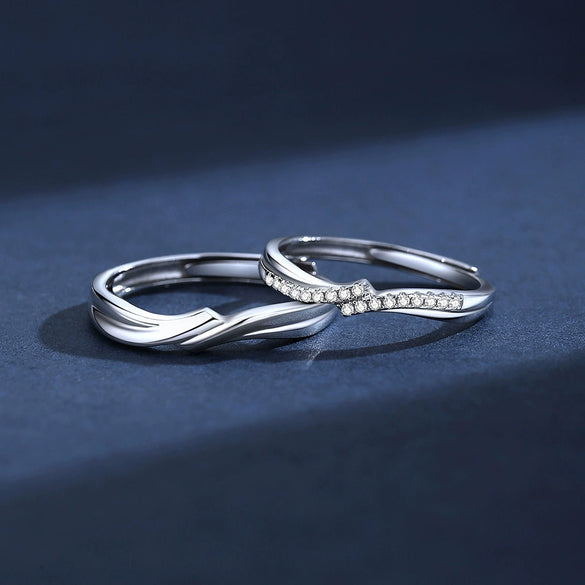 Wholesale Couple Ring 925 Sterling Silver Heart Shaped Allmatch Style Open Ring