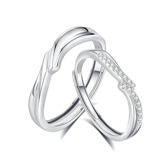 Wholesale Couple Ring 925 Sterling Silver Heart Shaped Allmatch Style Open Ring