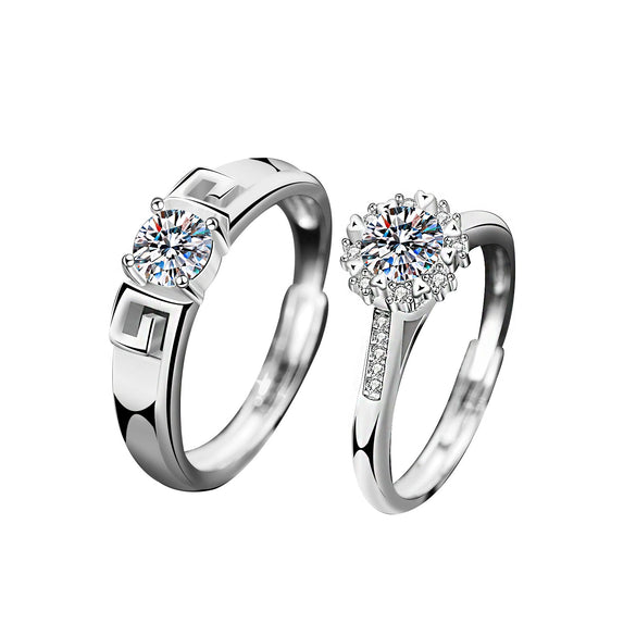 Wholesale Couple Ring 925 Sterling Silver Moissanite Heart Shape Set With Diamonds Minimalist Design