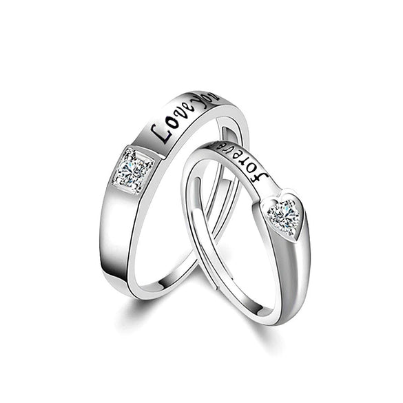 Wholesale Couple Ring 925 Sterling Silver Retro Style Heart Letter Open Ring Jewelry With Electroplating