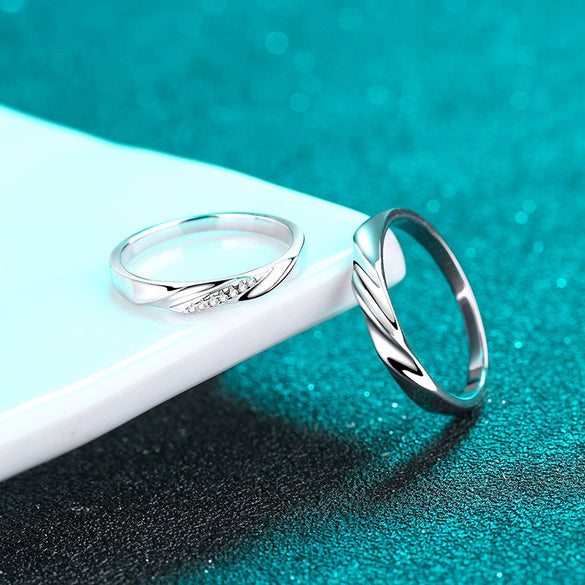Wholesale Couple Ring 925 Sterling Silver With Star Pattern Plated Pt950 Gold