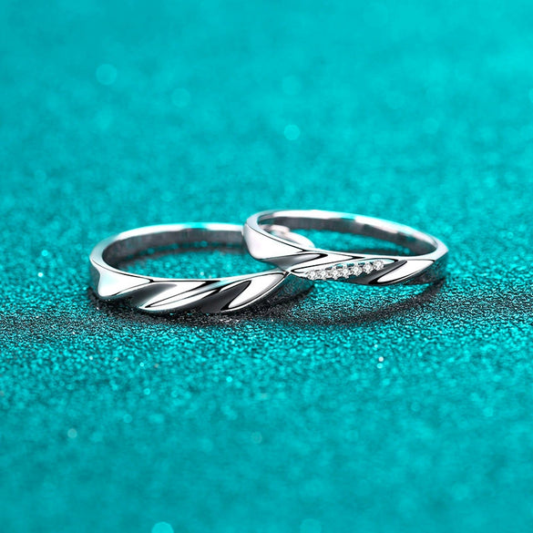 Wholesale Couple Ring 925 Sterling Silver With Star Pattern Plated Pt950 Gold