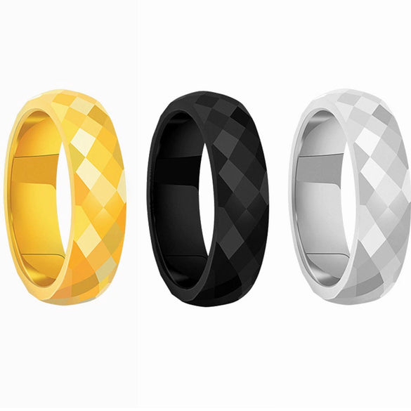 Wholesale Couple Ring Titanium Steel Geometric Quadrilateral Electroplated