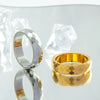 Wholesale Couple Ring Titanium Steel Geometric Quadrilateral Electroplated