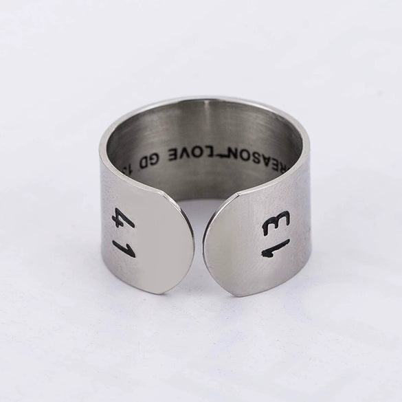 Wholesale Couple Ring Titanium Steel With Letters Numbers Text And Oil Design