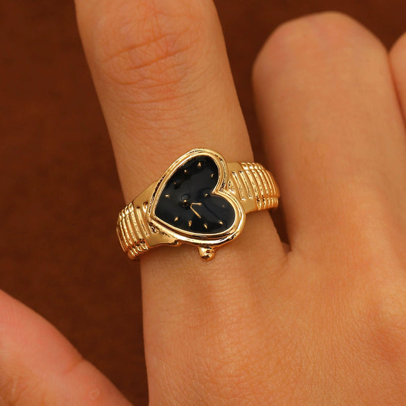 Wholesale Couple Ring Zinc Alloy Heart Shape Geometric Style Electroplated