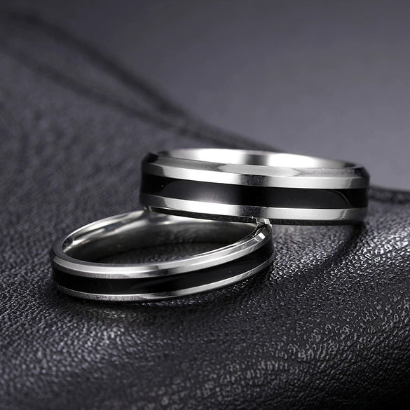 Wholesale Couple Rings Stainless Steel Geometric Dripping Oil Style