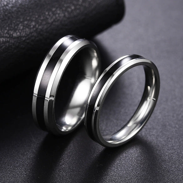 Wholesale Couple Rings Stainless Steel Geometric Dripping Oil Style