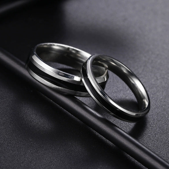 Wholesale Couple Rings Stainless Steel Geometric Dripping Oil Style