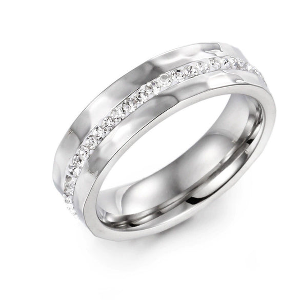 Wholesale Couple Rings Titanium Steel With Diamond And Flower Design