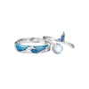 Wholesale Couple S925 Sterling Silver Moonstone Epoxy Glitter Blue Enamel Rings For Women