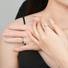Wholesale Couple S925 Sterling Silver Moonstone Epoxy Glitter Blue Enamel Rings For Women