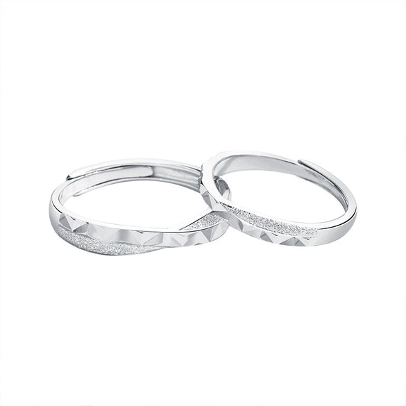 Wholesale Couple Silver Rings Geometric Shape Minimalist Style Diamond Process