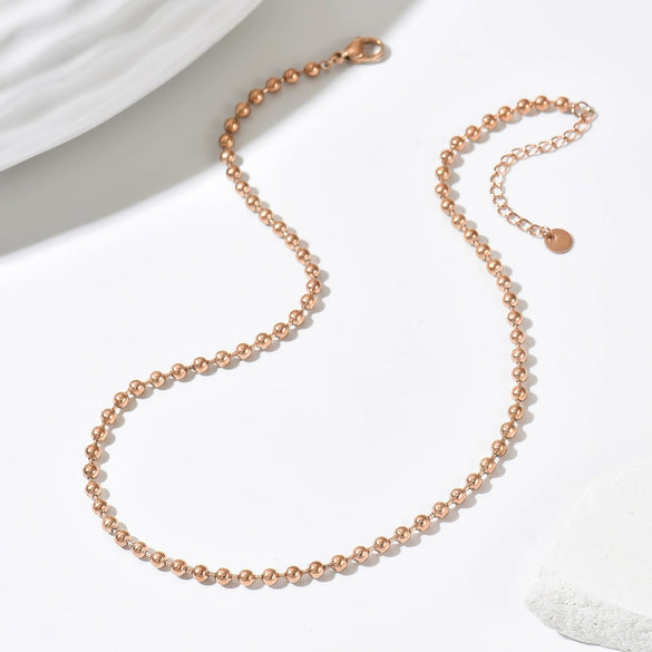 Wholesale Couple Style Light Luxury Geometric Stainless Steel Vacuum Plated Bead Necklace